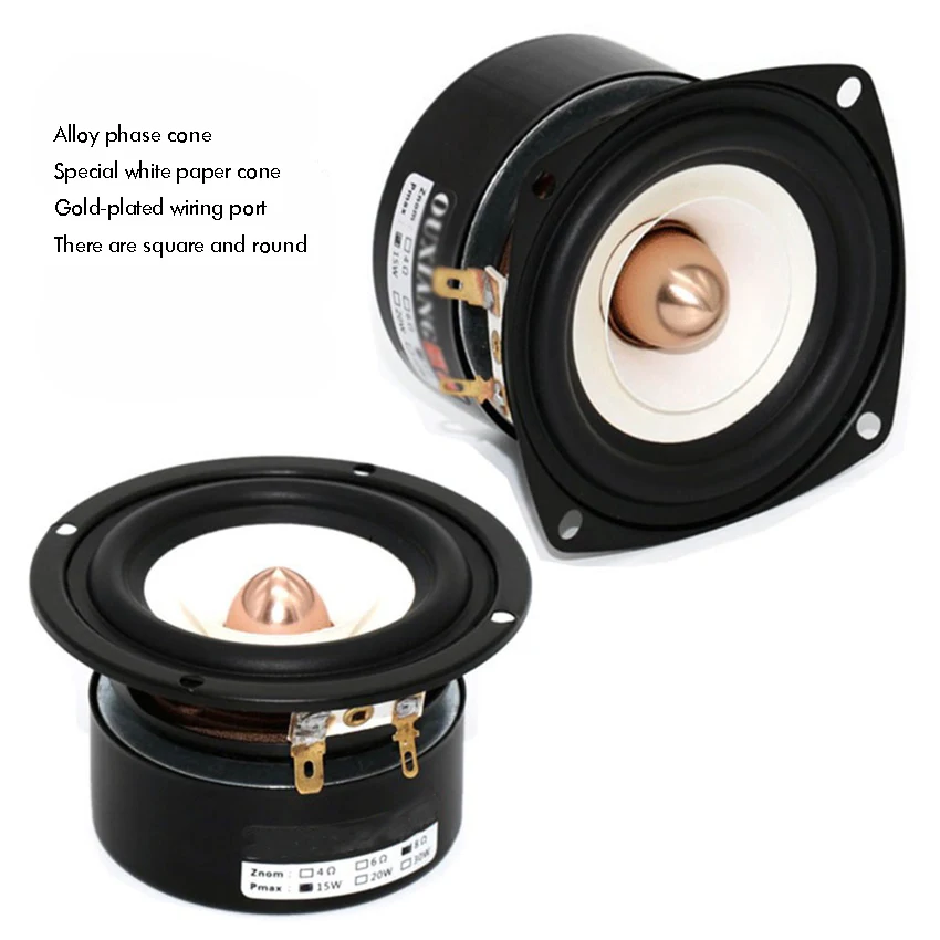 

15W Mini 3 Inches HiFi Full Range Speaker 4 Ohm 8Ohm Anti-Magnetic Home Stereo Bass Loudspeaker 87dB High Sensitivity Speaker