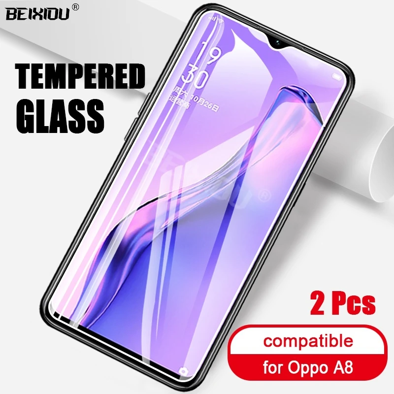 2 шт Полное закаленное стекло для Oppo A8 защита экрана 2.5D 9h защитная пленка|Защитные