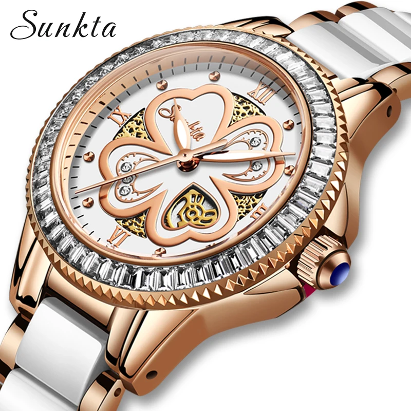 Часы наручные SUNKTA женские кварцевые модные простые брендовые Роскошные