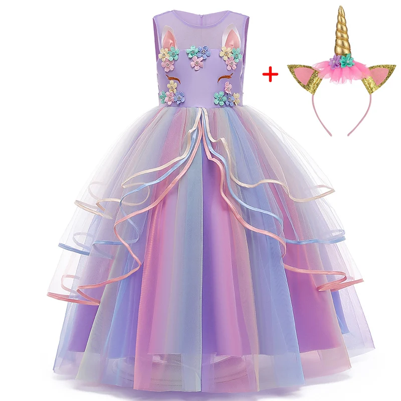 

Unicorn For Girls Dresses Christmas Party Long Dress Halloween Carnival Costume Kids Birthday Cosplay Princess Dress 3 to 12 Y