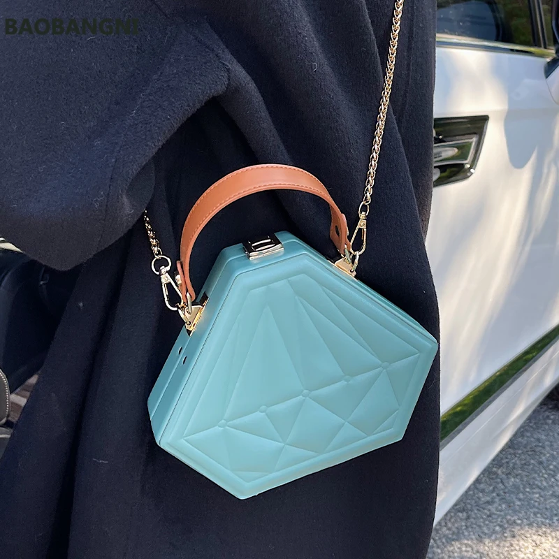 Diamond shape Small Tote bag Winter New High-quality PU Leather Women's Designer Handbag Chain Shoulder Messenger Bag