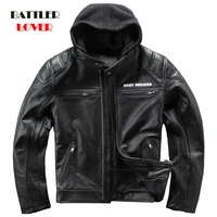 2020 militaly air force flight jacket males hooded genuine leather jacket men winter black cow leather coat pilot bomber jacket