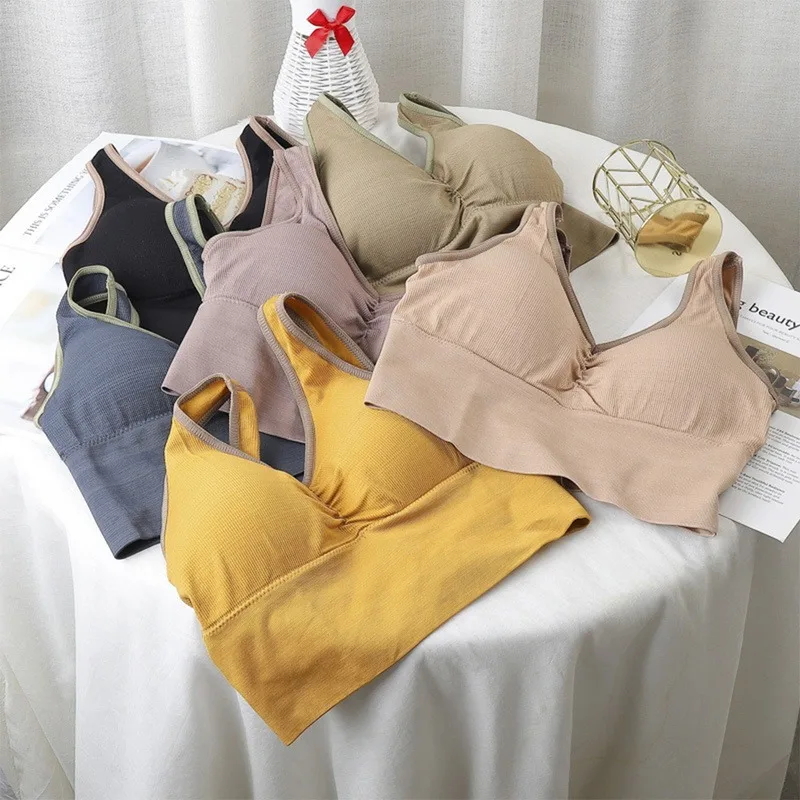 

2021 Women Sexy Crop Tops Tube Top Female Streetwear Sleeveless Camis Seamless Sports Lingerie Tee Bra Crop Top Bandeau Top Tank