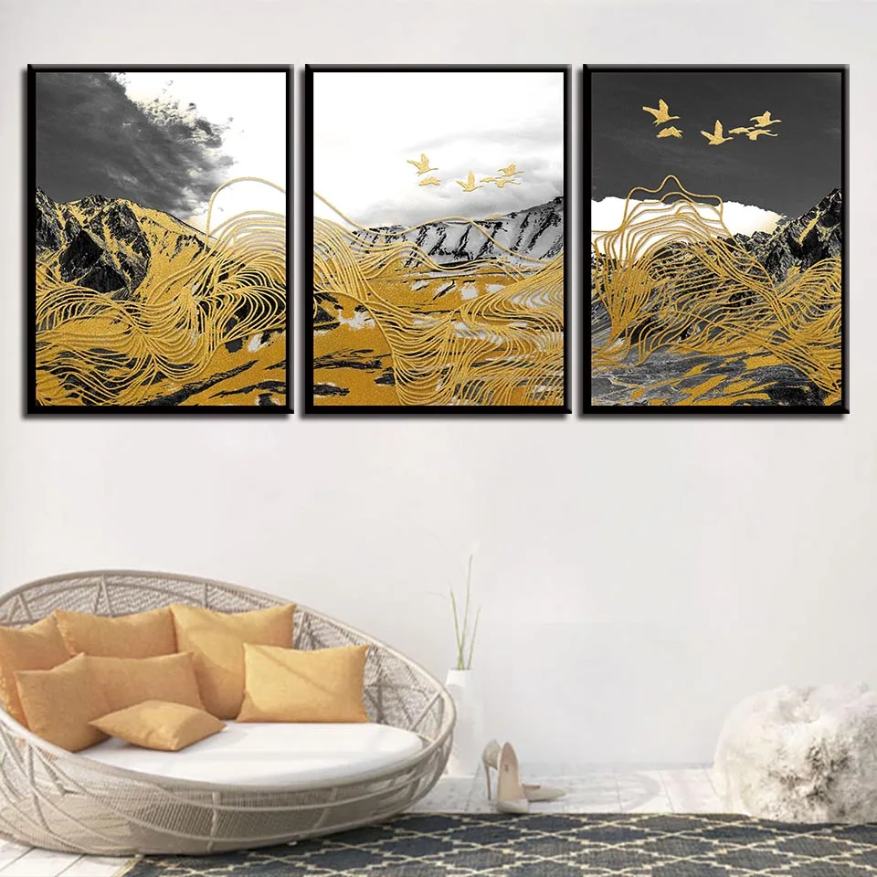 

Autumn Yellow Landscape Space Art Wall Nordic Simple Style Home Decor Painting Canvas Prints Poster Modern Picture