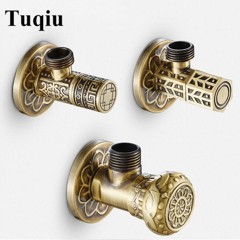 

Brass Angle Valve Water Control Valve Antique Bronze Corner Valve Carved Bathroom Tap Water Valve 1/2*1/2 Brass Angle valves
