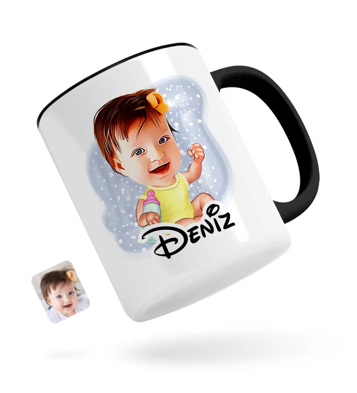 

Персонализированные детские карикатура черная кружка Bardak-1