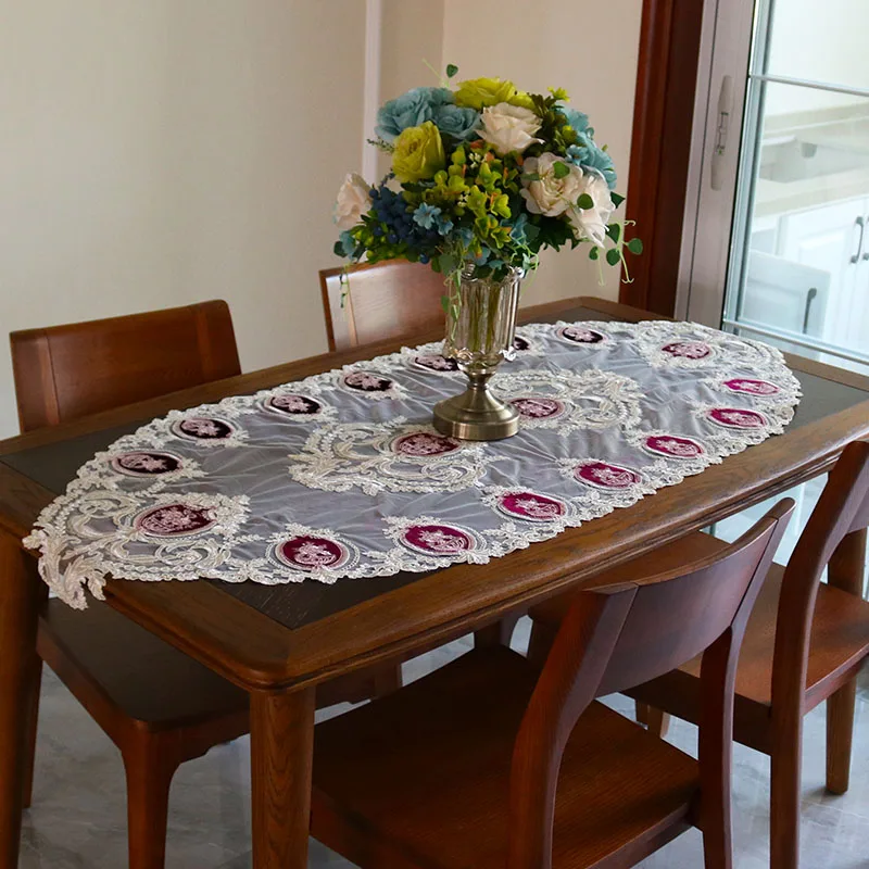 Современная атласная красная скатерть для стола с вышивкой в виде флага