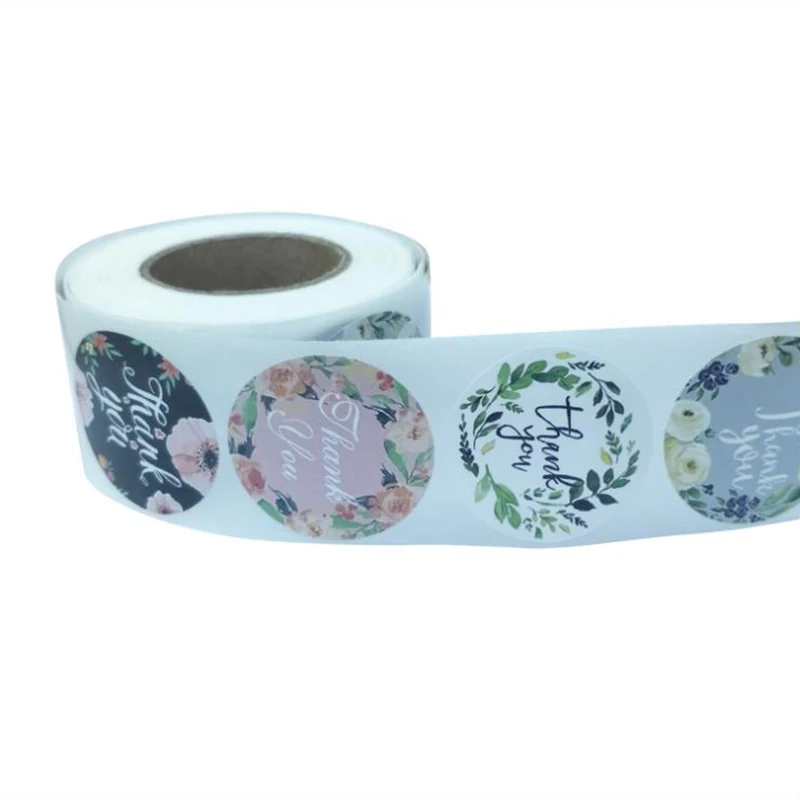 

1.5Inch Wreath Plant Labels Thank You Stickers Decoration Paper Scrapbook Sealing Sticky Sticker Stationery Supply 50PCS