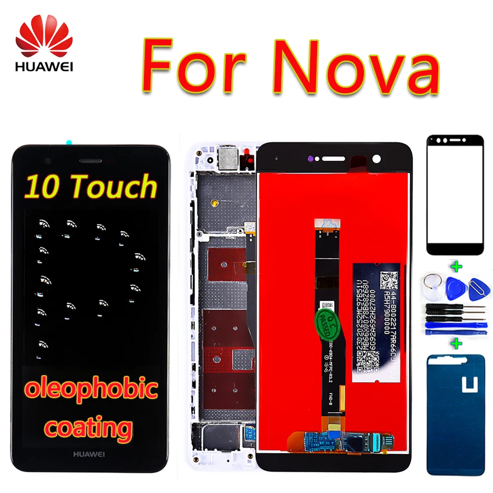 huawei Nova 5,0 дюймов ЖК-дисплей CAN-L01 Рамка дигитайзер в сборе сенсорный экран с олеофобным покрытием 10 мультитач