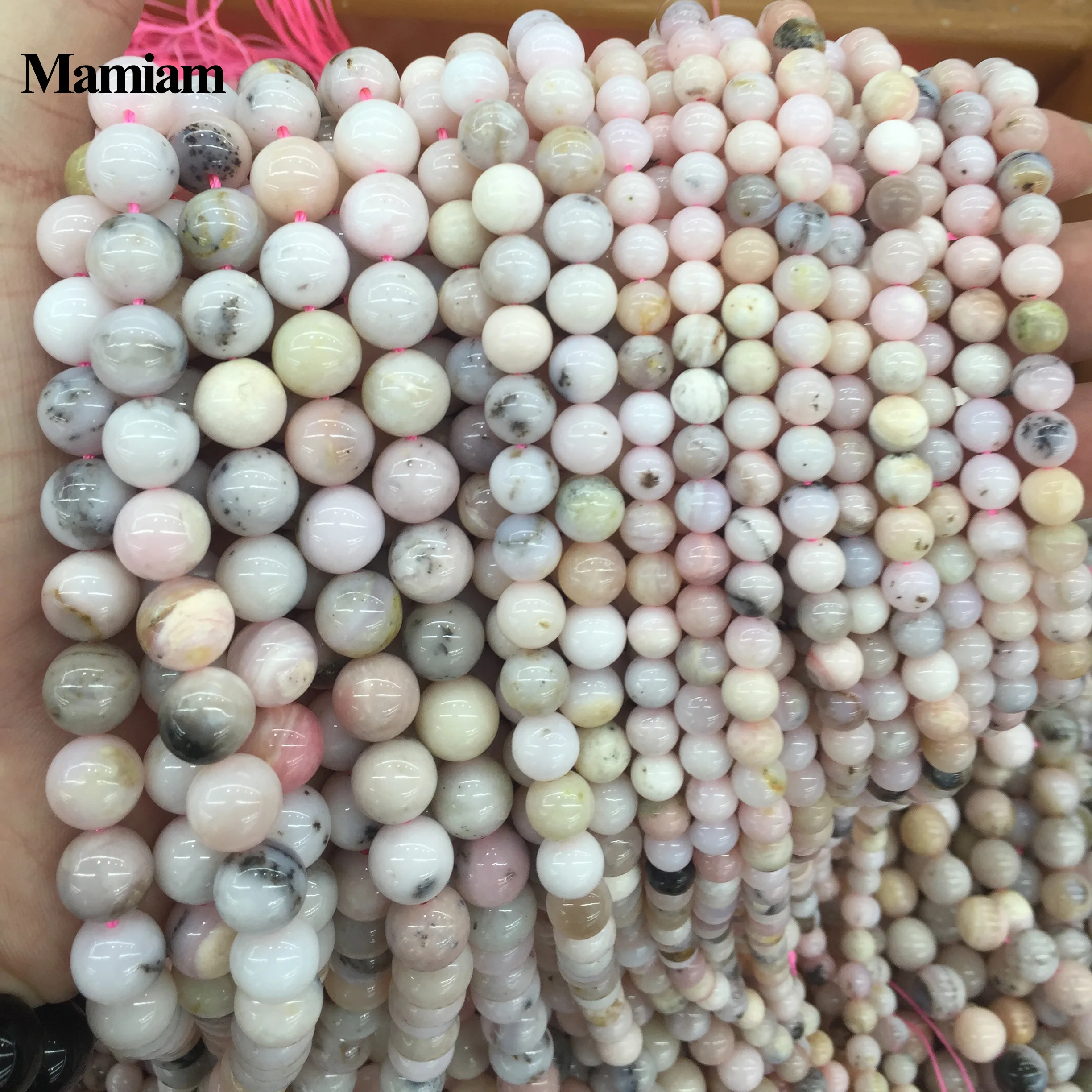Бусины с розовым опалом Mamiam Круглые Гладкие бусины россыпью 6 мм 8 10 для