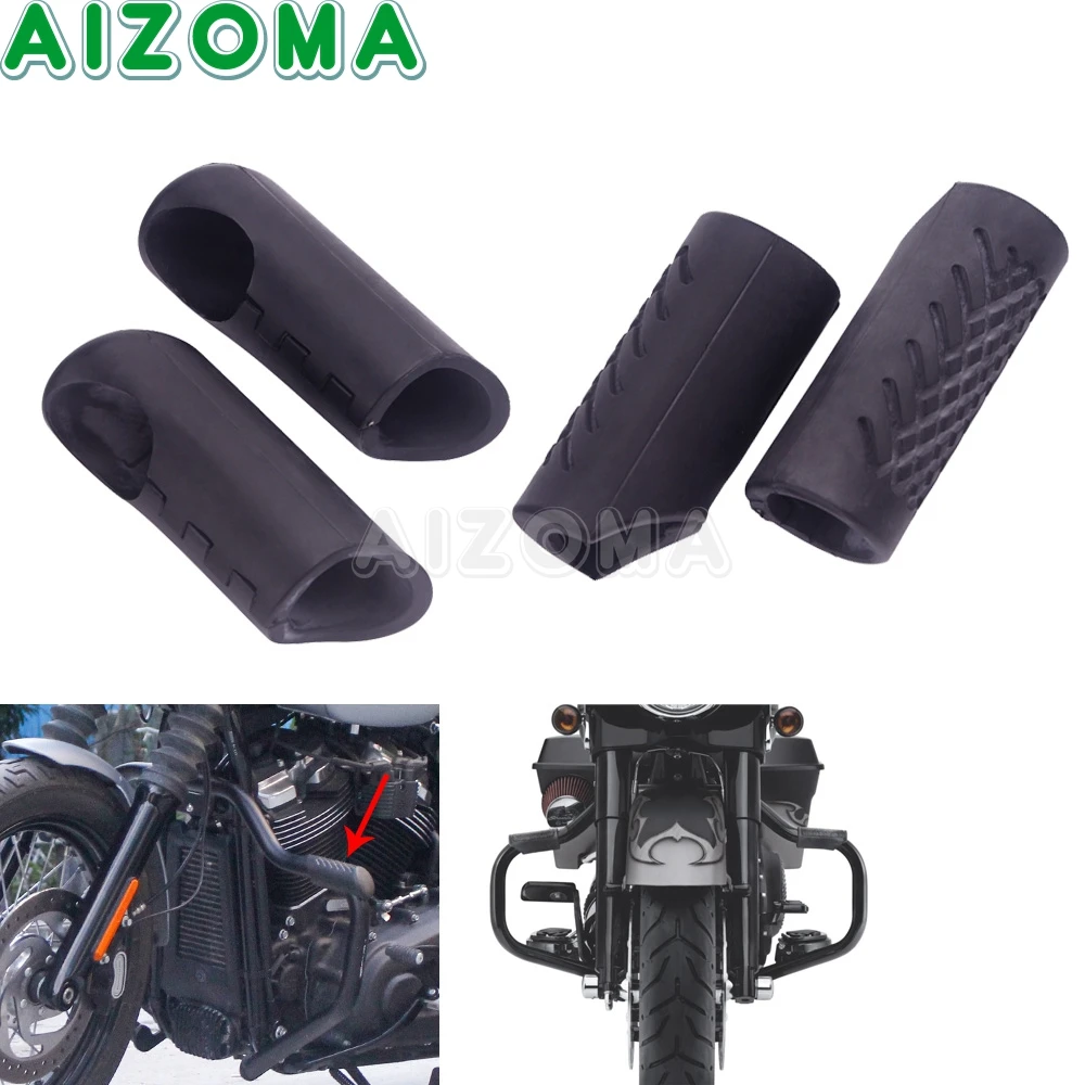 Parachoques de barra de goma para Motor de 32mm, cubierta de goma, bloque de esquina, protección para Harley, Yamaha, Suzuki, Touring, Sportster, Softail