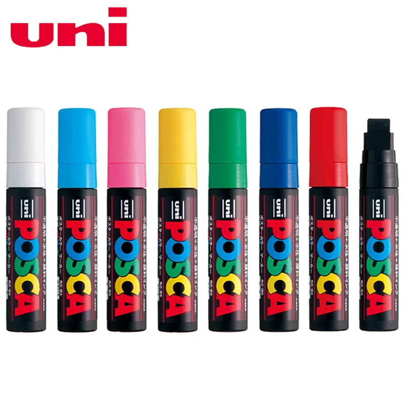 2pcs Uni Marker POSCA Series PC-17k Paint Pen (Ultra Wide Angle Pen Tip-15mm) Painting Fill Color POP Poster Advertising Pen