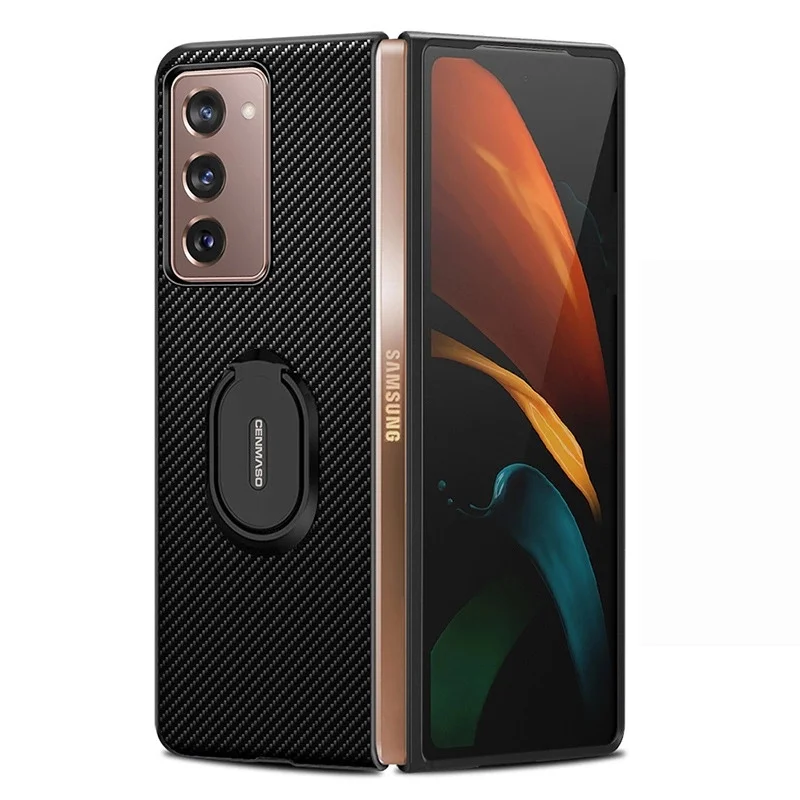

Ring bracket Carbon brazing pattern Phone case For Samsung Galaxy Z Fold 2 5G Drop proof mobile phone case forGalaxy Z Fold2 5G