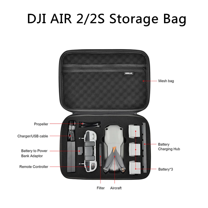 

Чехол для переноски DJI Air 2, портативный дорожный Водонепроницаемый Чехол, сумка Fly More Combo для DJI Mavic Air 2s, сумка для хранения, аксессуары