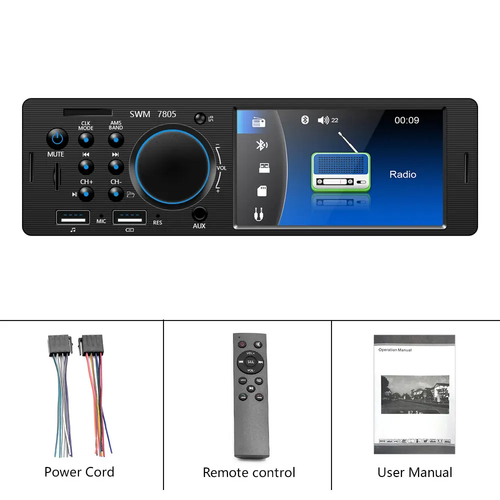 Автомагнитола Podofo 1 din с двумя USB портами MP5 Bluetooth FM SD AUX|Автомагнитолы| |