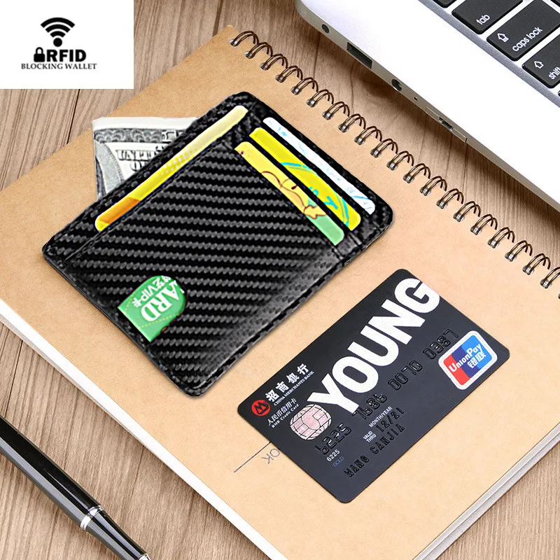 Тонкий кожаный кошелек с блокировкой RFID держатель для кредитных карт чехол денег