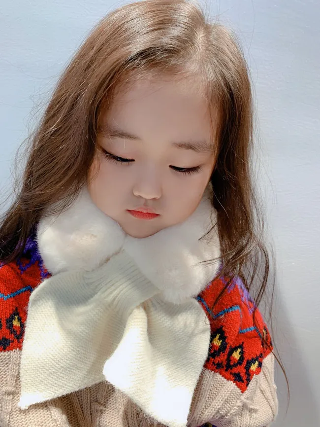 Модный детский шарф для девочек 2021 Теплый Зимний вязаный плюшевый меховой