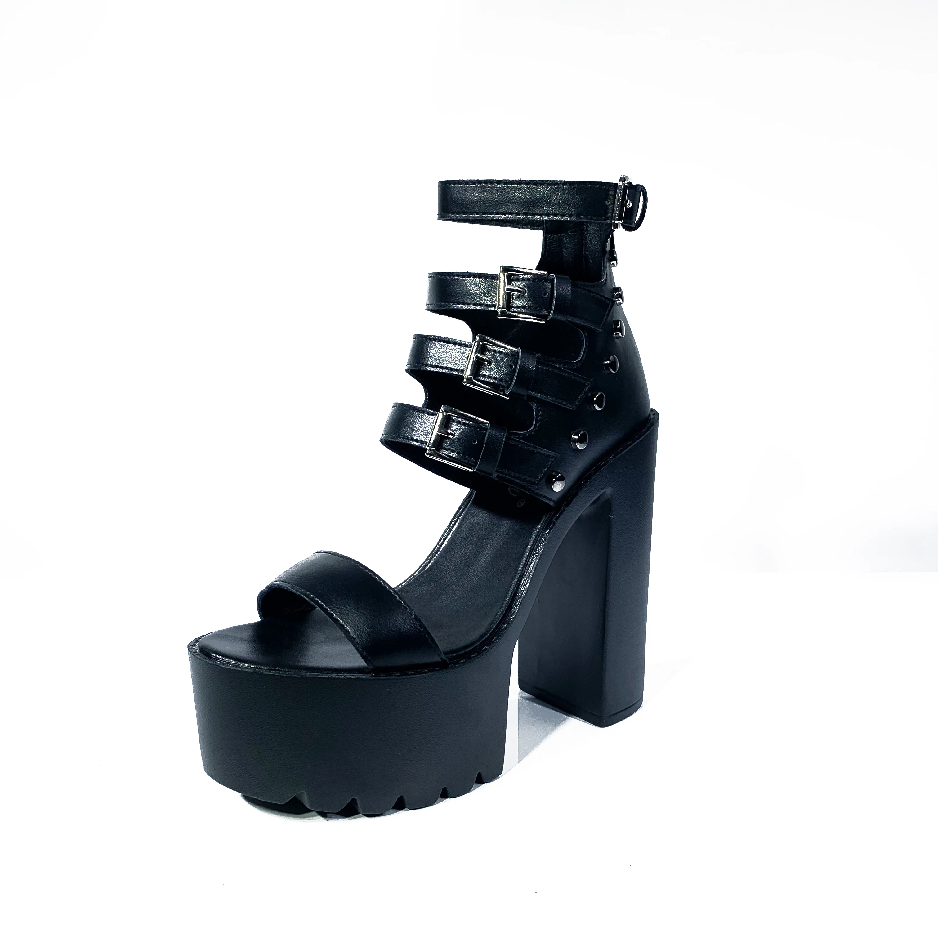 

Gladiator Platform Sandals Women Sexy Peep Toe Buckle Sandals Back Zipper Ultra High Heels NIUFUNI 14cm Roman Shoes For Women