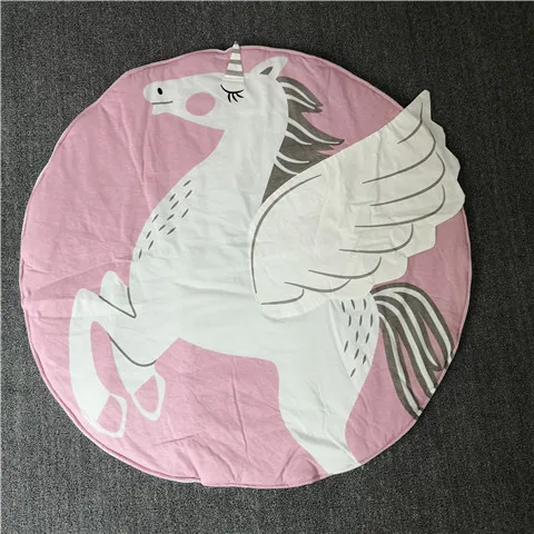 unicorn Детский мягкий хлопковый круглый игровой коврик с героями мультфильмов, Ползунки для новорожденных, детский игровой коврик, украшение детской комнаты, одеяло бутафория для фото - Цвет: unicorn