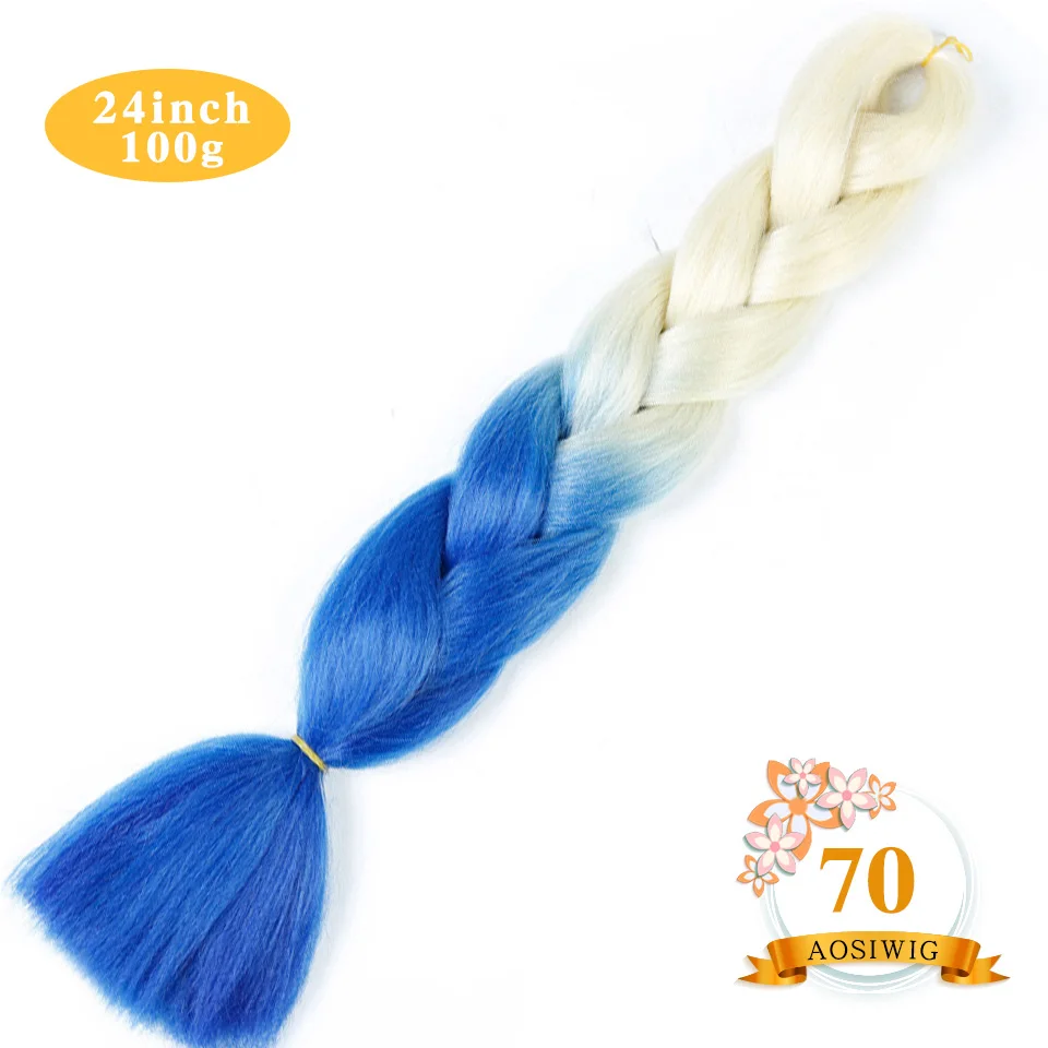 AOSIWIG 2" Ombre Jumbo синтетические плетеные волосы крючком 100 г/упак. афро оптом розовый синий фиолетовый синтетические волосы - Цвет: #130