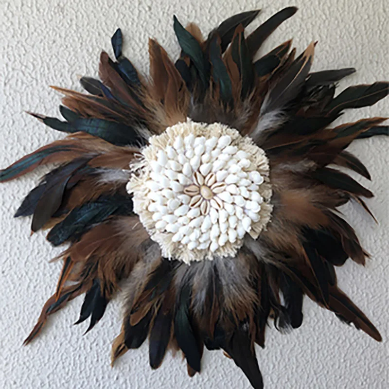 Скандинавский оригинальный Плетеный вручную макраме оболочка перо настенный