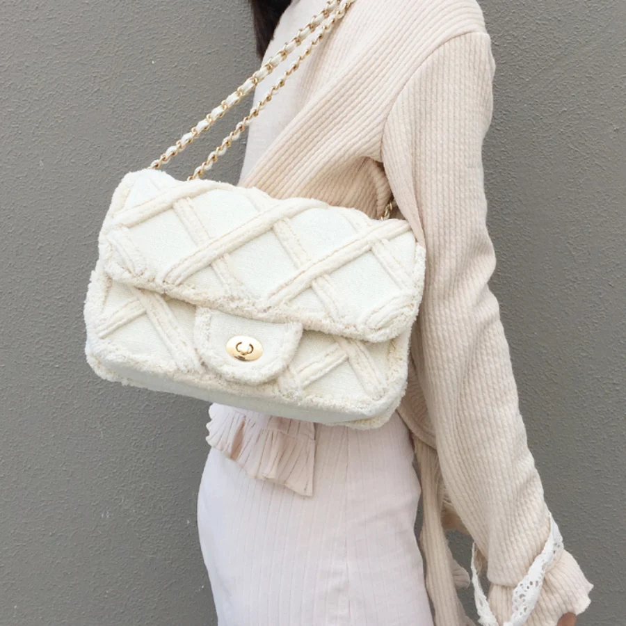 Брендовые дизайнерские сумки через плечо Женская холщовая хлопковая шерстяная