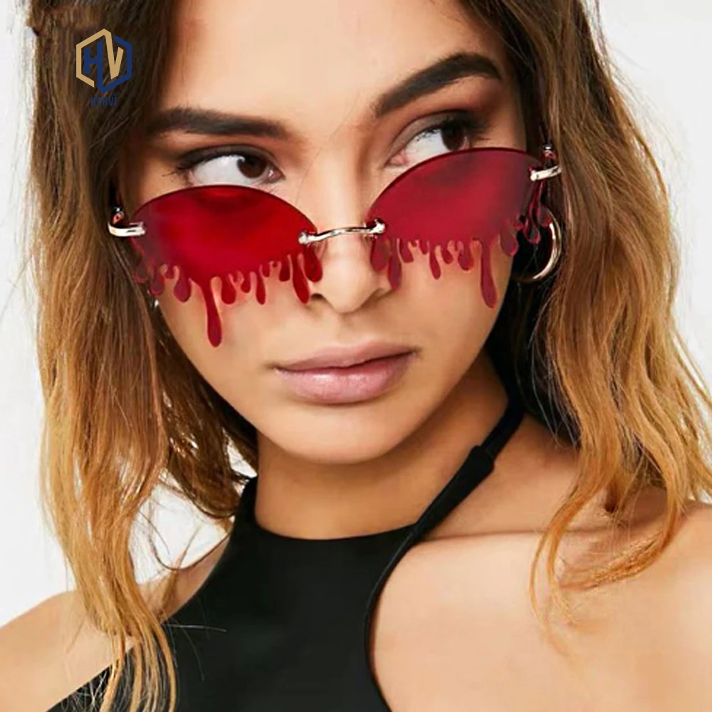 

Очки солнцезащитные женские без оправы, модные уникальные винтажные солнечные очки в форме слезы в стиле стимпанк, UV400