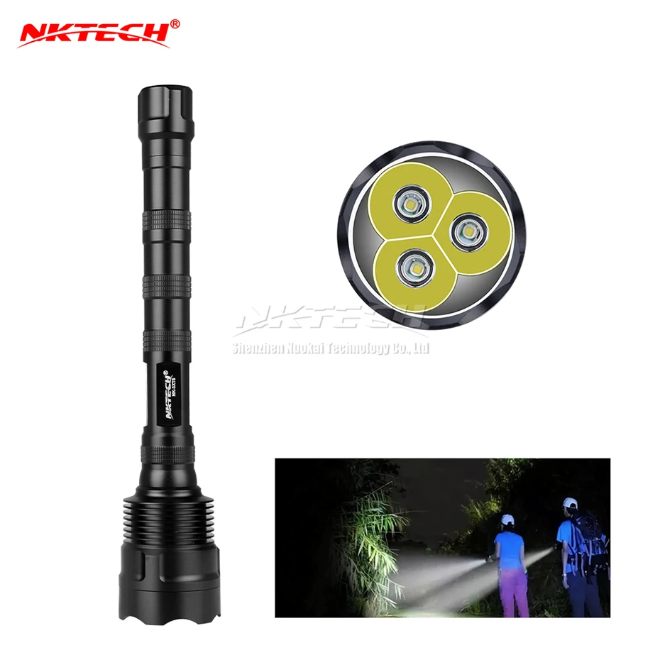 

NKTECH NK-3XT6 XML-T6 LED Flashlights 3x Bulb 3800LM 5-Modes High Power Torch Super Bright Lamp For Hunting Fishing Bicycle Ride