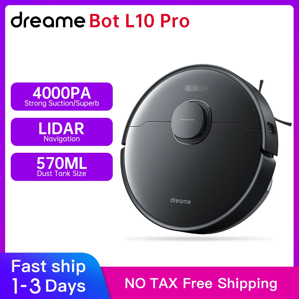 Робот-пылесос Dreame Bot L10 Pro для дома, превосходная лидар-навигация, всасывание 4000 па, автоматическая зарядка, резервуар для пыли 150 мл, 570 мин.