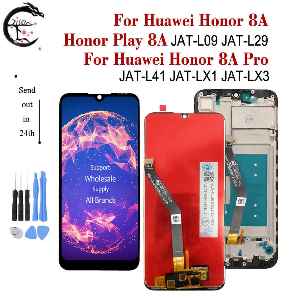 Жк-дисплей с рамкой для Huawei Honor 8A, сенсорный экран с рамкой для Huawei honor 8A, для Honor 8A Pro, для моделей LX1, LX1, LX3, 8, Apro, с цифровым преобразователем в сборке, для JAT-L09