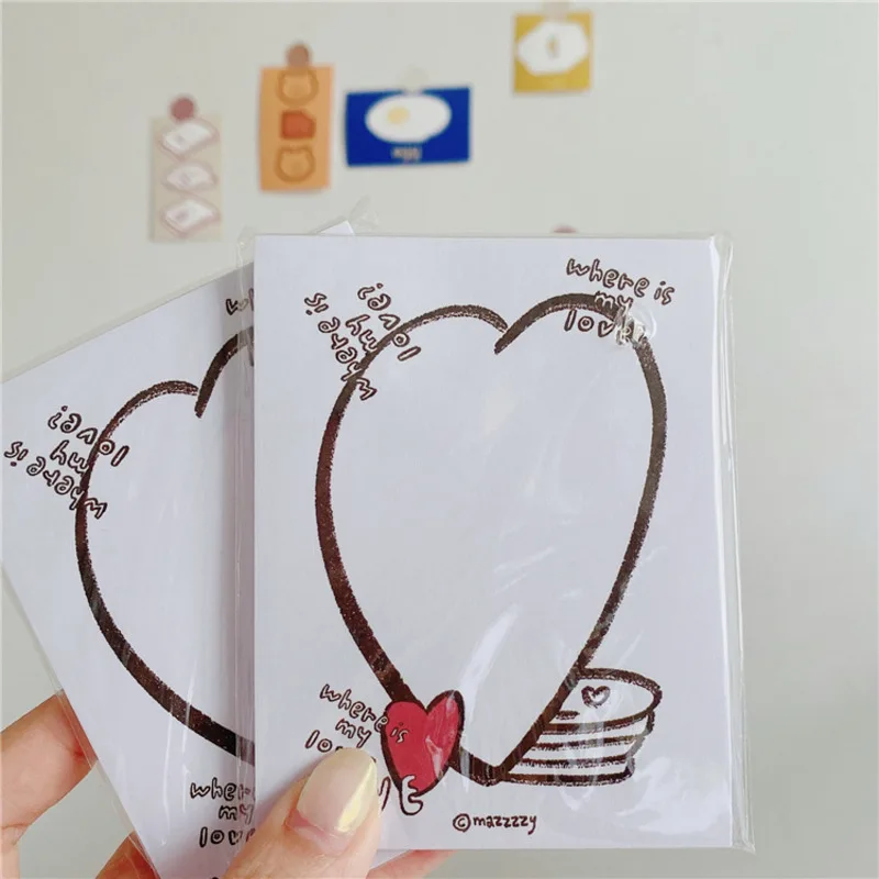 Korean Ins Hand-painted Creative Love Memo Pad Long Style Student Message Record Note Paper 50 Sheets Stationery School Supplies |
