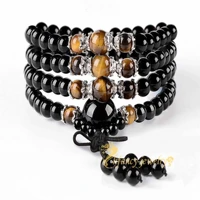 fashion obsidian tiger eye bracelet 108 buddha beads gemstone dark matter healing blessing cuff chakra souvenir wrist mental