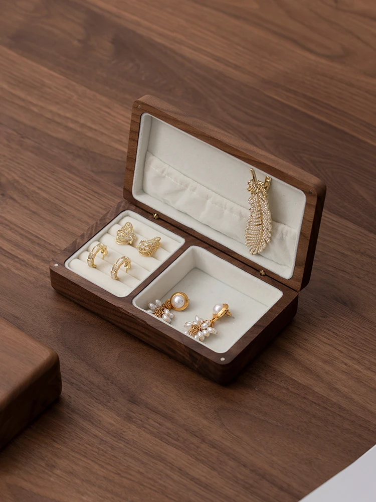 

Wooden jewelry box storage box small exquisite high-grade jewelry hanging Necklace Earring portable jewelry box