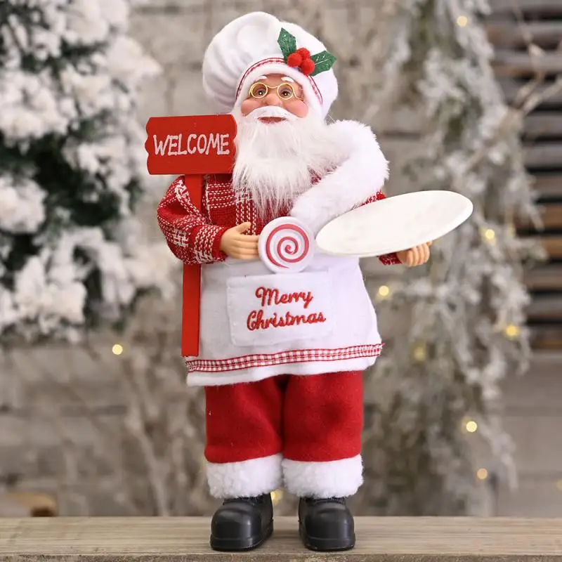 

4 Styles Christmas Ornaments Gift Party Supplies Santa Claus Toy Christmas Decoration Standing Santa Claus Doll