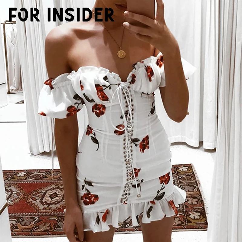 Для инсайдера цветочный принт белое Бандажное Платье женское сексуальное с