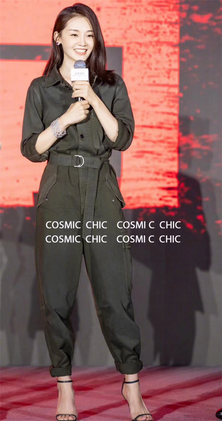 Cosmicchic Женские повседневные длинные штаны, рубашка, комбинезон с длинным рукавом, цельный нагрудный ремень, Рабочие комбинезоны, комбинезоны, модные комбинезоны