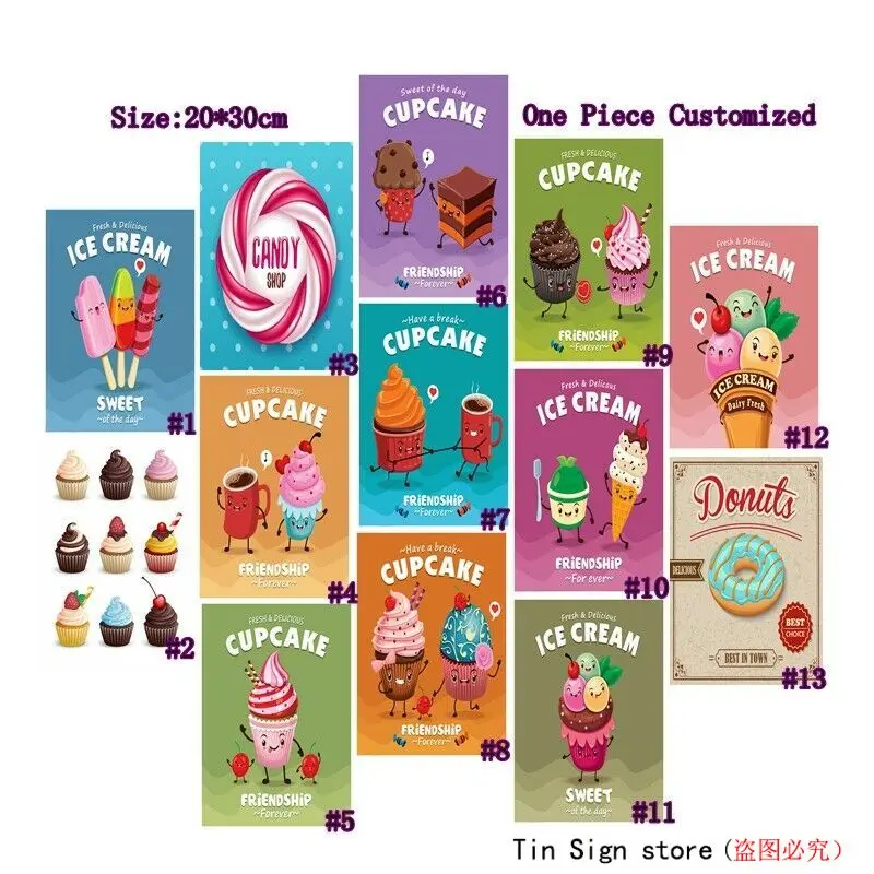 Винтажная тарелка мороженое Ретро Металлические оловянные вывески конфеты