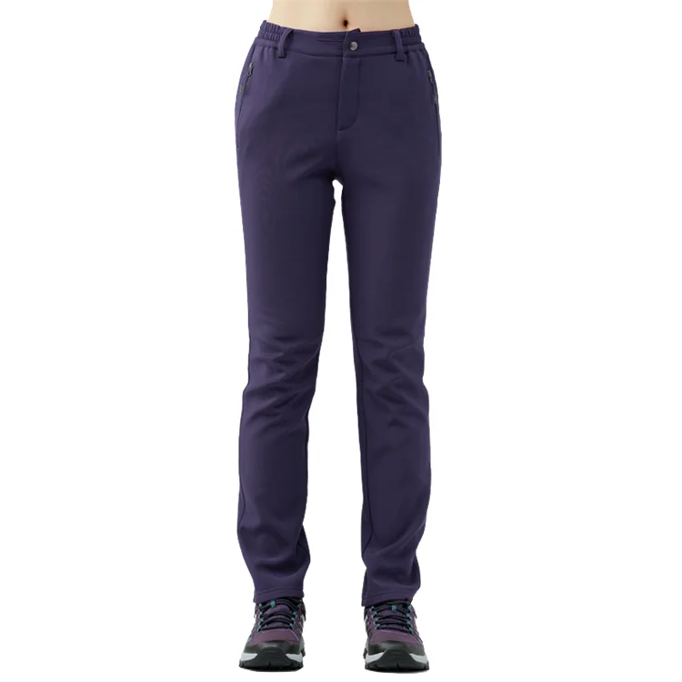 Women Purple TECTOP зимние мужские Wo мужские s толстые походные флисовые брюки для спорта на открытом воздухе кемпинга термальные ветрозащитные внутри флисовые сплошные брюки VA668 - Цвет: Women Purple