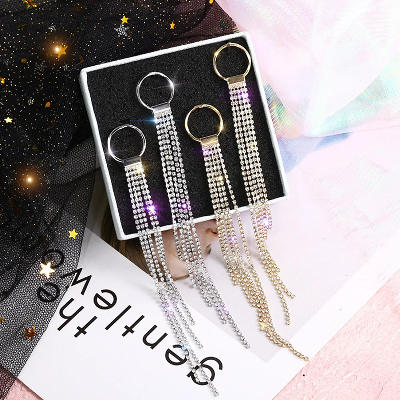 

New design fashion trend claw chain circle geometric earrings long tassel atmospheric geometric earrings for women
