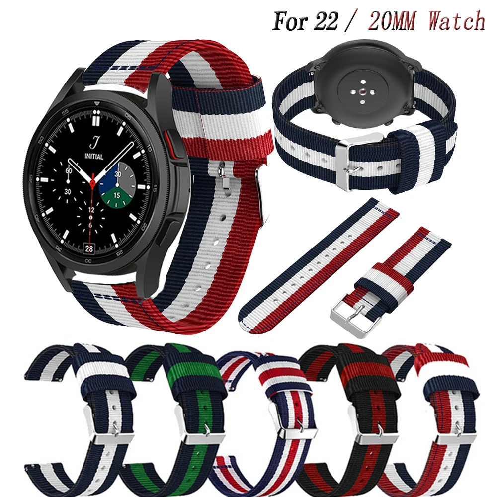 

For Samsung Galaxy Watch 4 Classic 46mm/Active 2 40mm 44mm Band Nylon 20mm 22mm Sport Strap for Samsung Gear S3 Classic Frontier