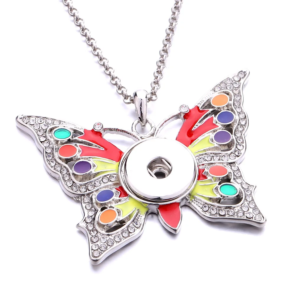 New Colorful Butterfly Snap Button Necklace Jewelry Fit 18mm Metal Buttons Pendant | Украшения и аксессуары