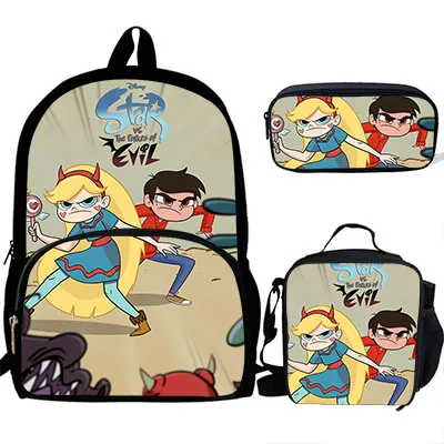 3PS Customized Cartoon star vs the forces of evil Print Backpack For Girls Boys Schoolbag Children Luch Bag Kids pencil bag