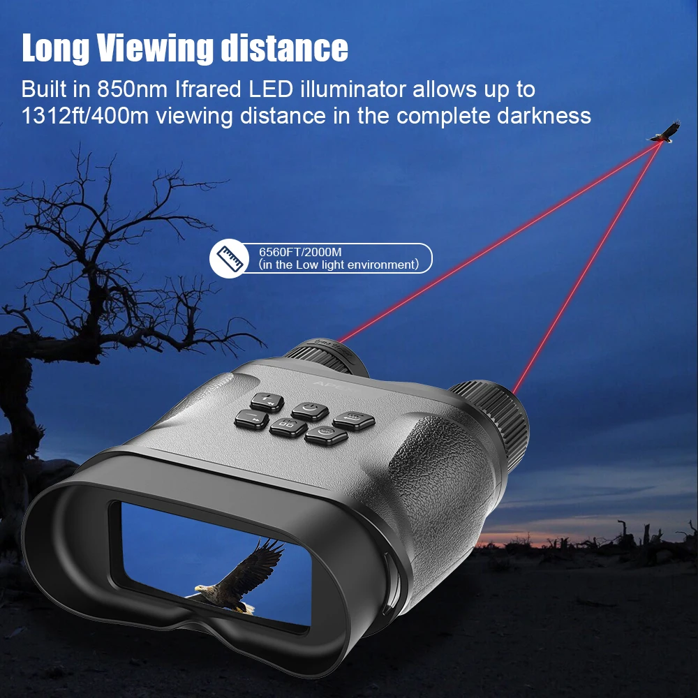 APEXEL-binoculares digitales de visión nocturna HD con pantalla LCD infrarroja (IR), dispositivo de zoom impermeable para grabación de vídeo de caza