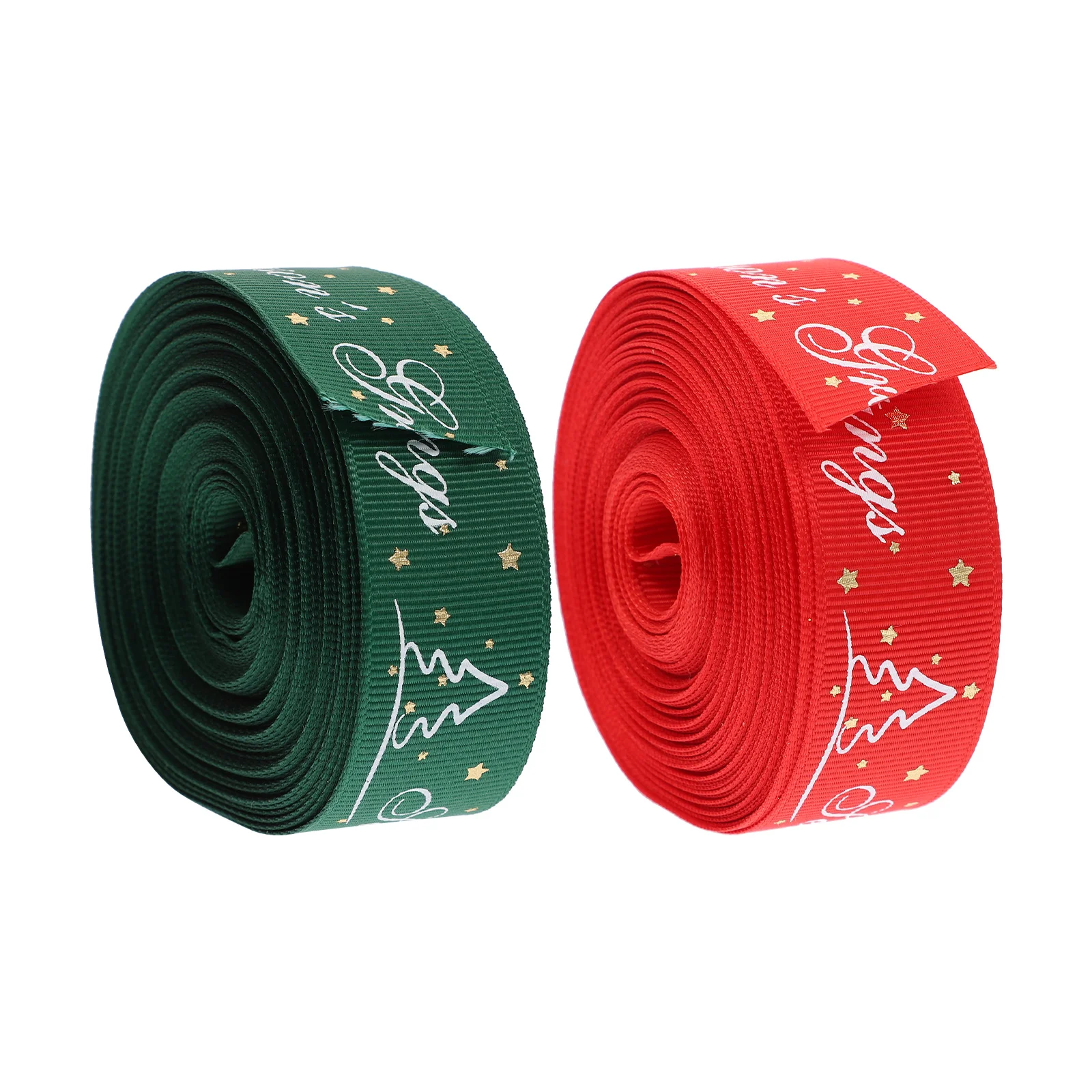 

2 Rolls of Christmas Theme Ribbon Decorative Ribbon Gift Box Wrapping Ribbon