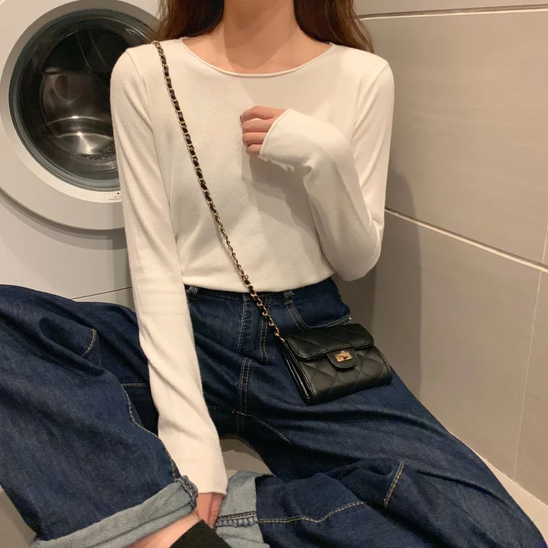 Женский трикотажный пуловер с длинным рукавом свободный универсальный топ ярких