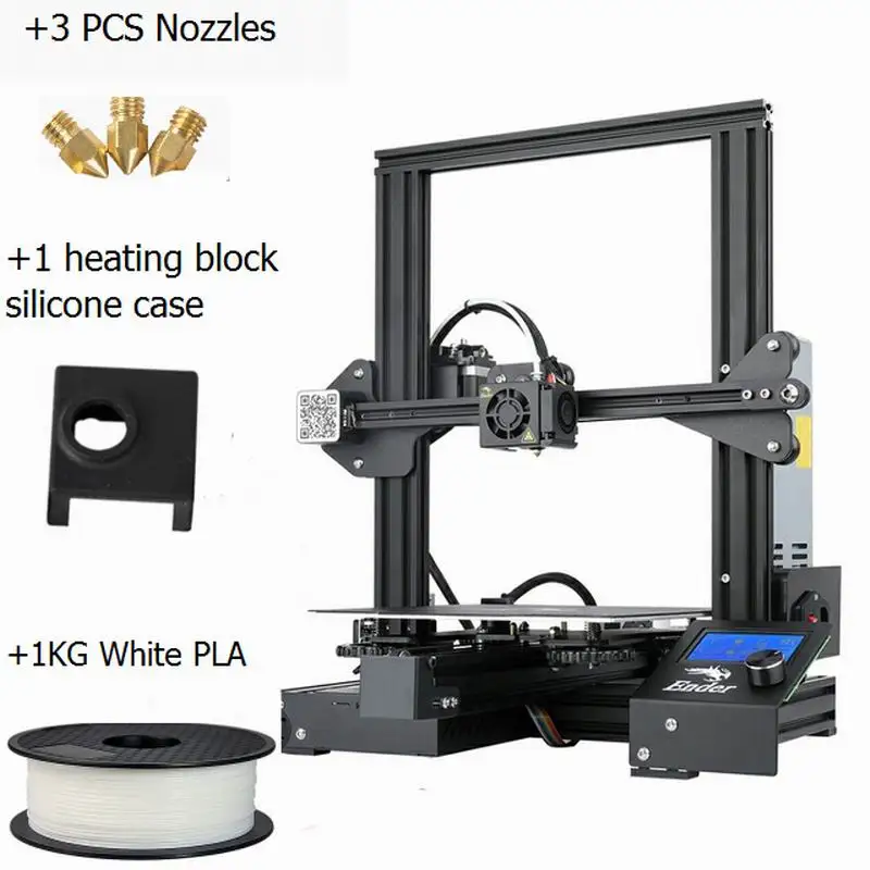END3Pro 3NOS SC PLA 3d принтер Creality Ender3Pro с 3 насадками/2PLA/SC DIY наборы в сборе v-слот большой размер MK-10 патент мягкая магнитная наклейка - Цвет: END3Pro 3NOS SC PLA