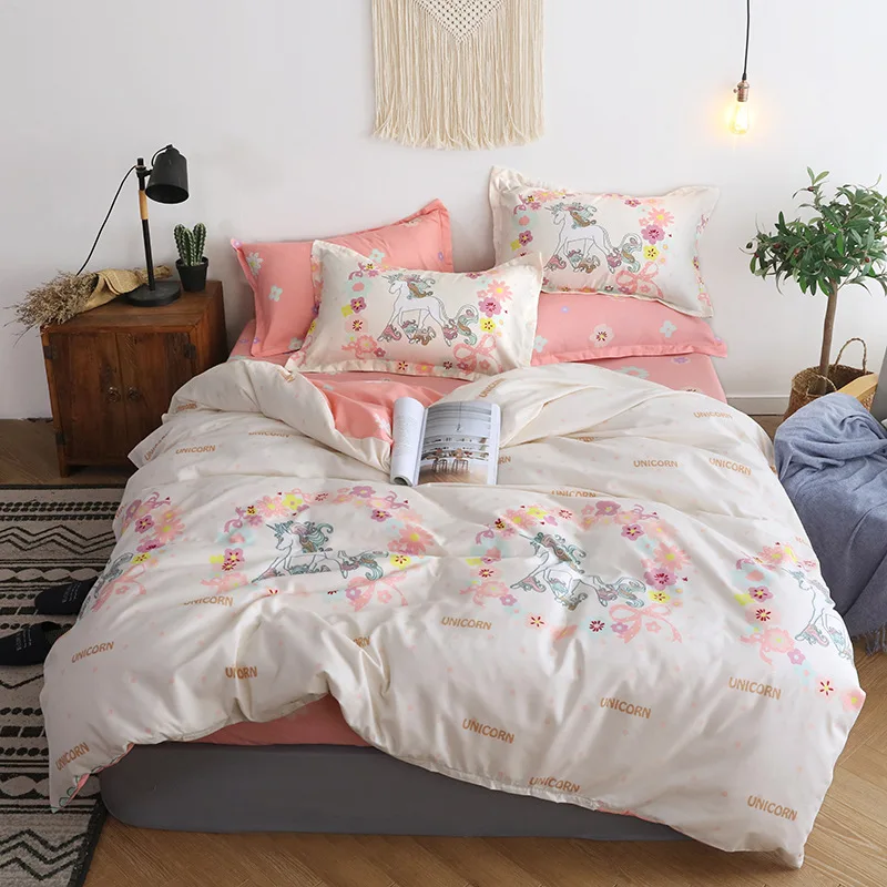

Cartoon Squirrel Bedding Set Cute Girls Bed Linens Home Textiles Duvet Cover Double Side Quilt Cover Pillowcase Sheet 3/4pcs