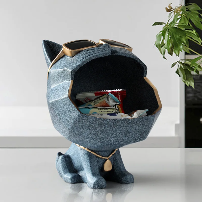 

[Home Decor] 17CM*17CM*23.5CM Nordic Resin Storage Box Various Colors Dog Living Room Coffee Table Decoration Home Accessories