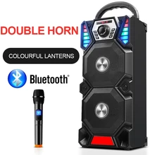 Portable Bluetooth Speaker Big Power Wireless Bass Column 3DStereo Subwoofer Music Center Dual Audio Support Remote Control Mic