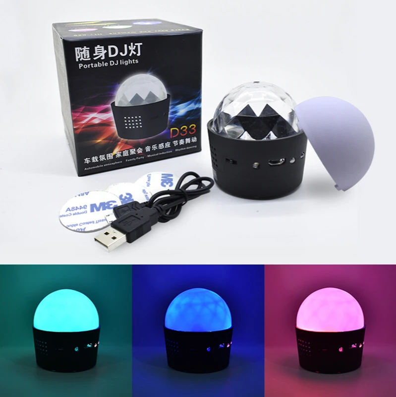 

Car Portable DJ Lamp Led Stage Crystal Magic Ball USB Charging Mini Christmas Atmosphere Light